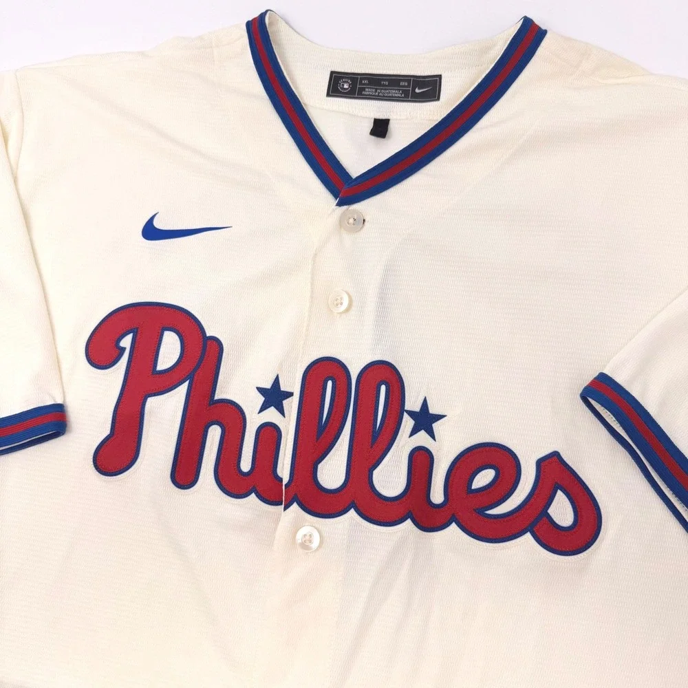 Nike Mens XXL Philadelphia Phillies Nick Castellanos 8 Cream Baseball Jersey